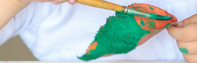 Leaf being painted green
