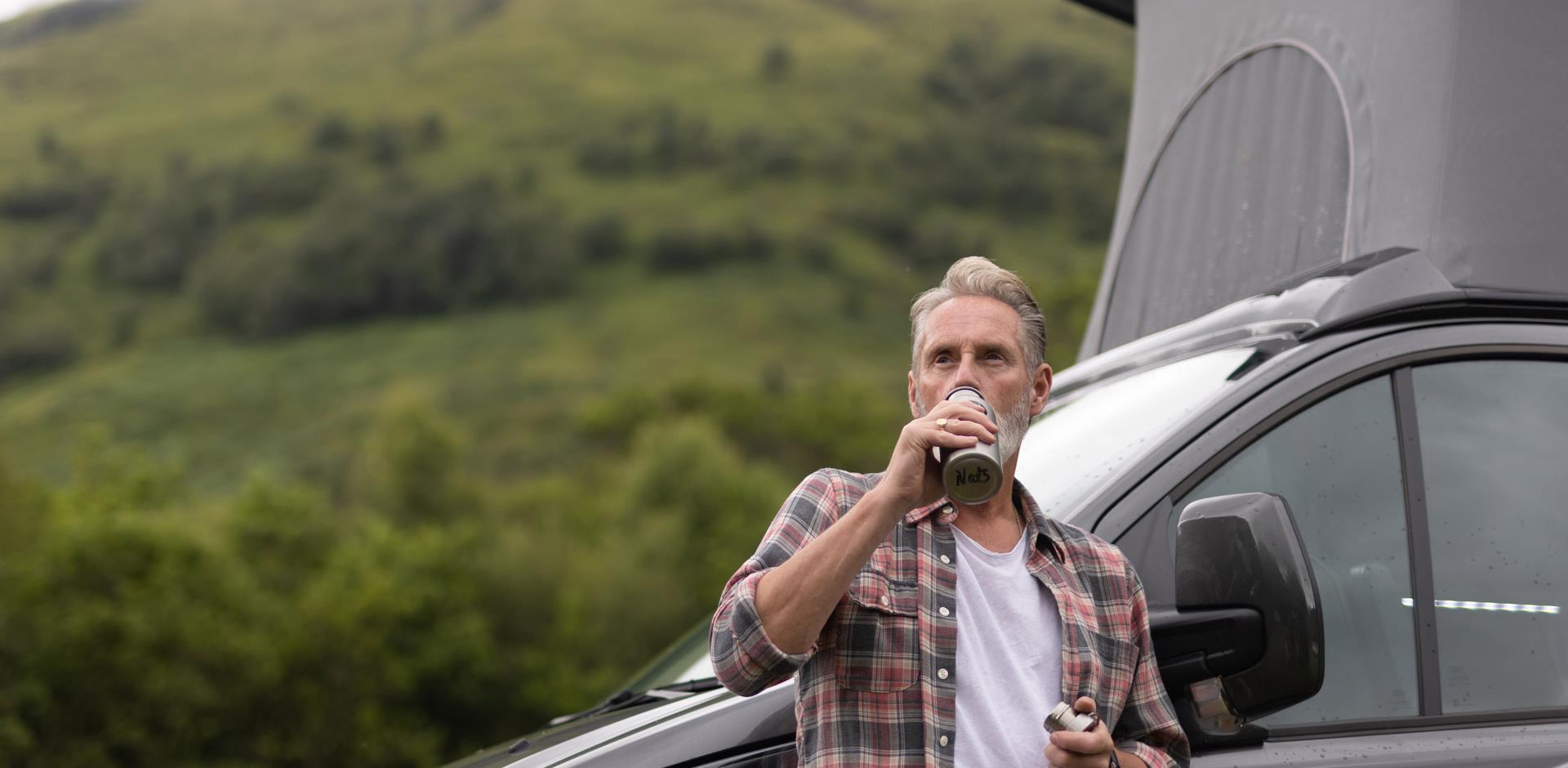 Man drinking coffee