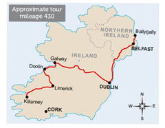 Ireland Escorted Tour Map