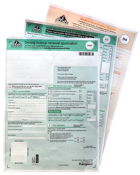 DVLA forms required to renew at 70 for pre 1 January 1997 licence holder wishing to retain their existing entitlement (sometimes known as "grandfather rights")