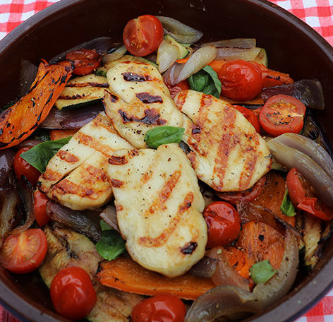 Sweet Chilli and Lime Halloumi with barecued  Ratatouille