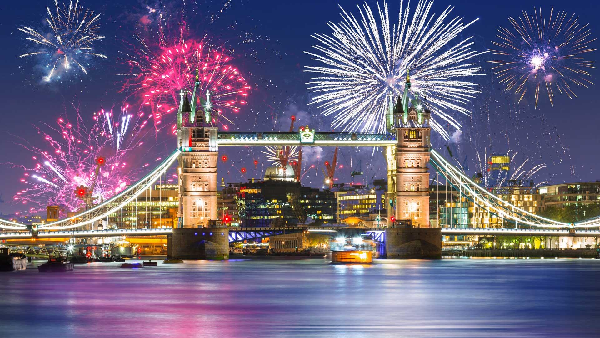 Fireworks over London Bridge