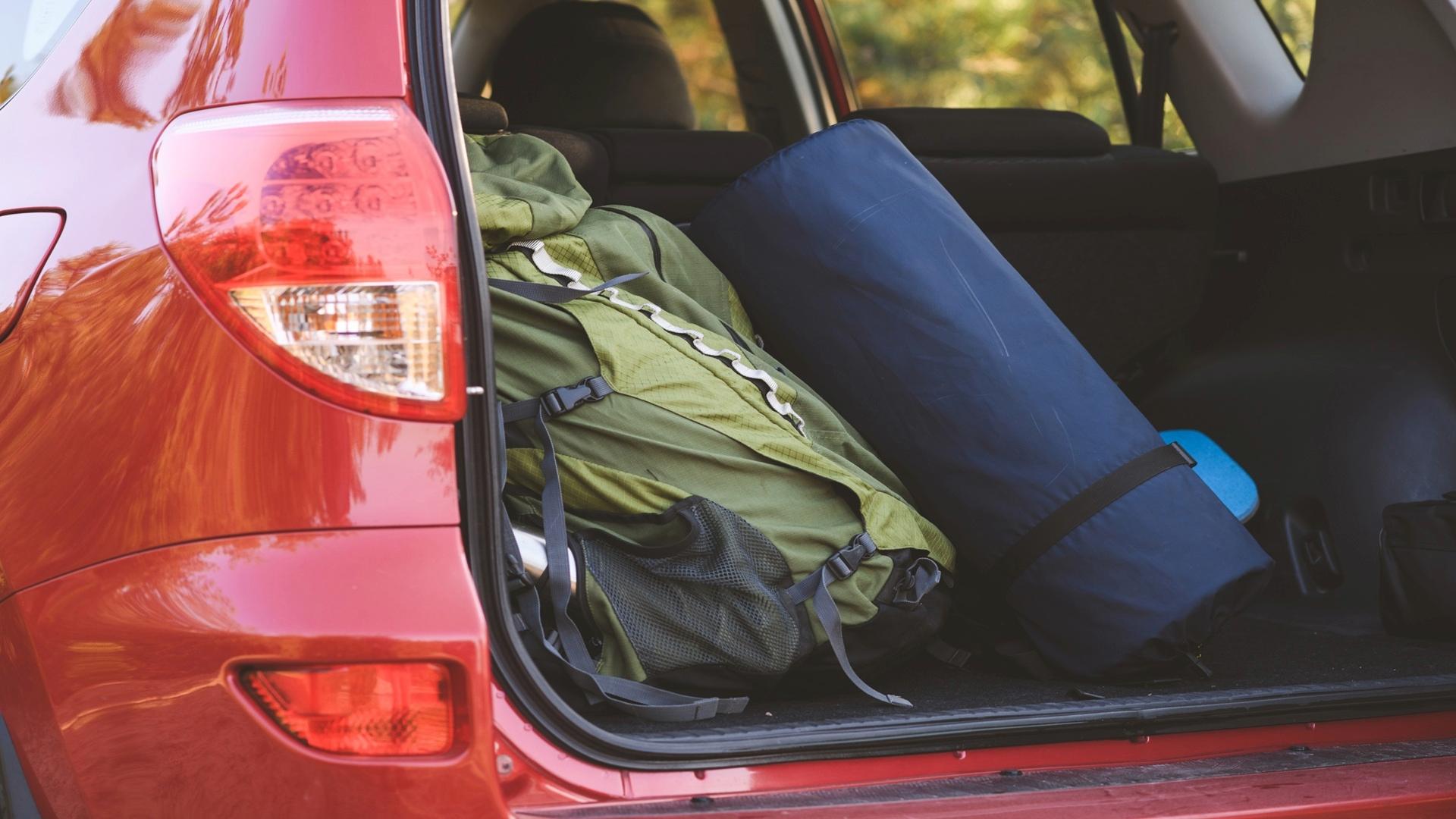 Car packed ready for camping trip