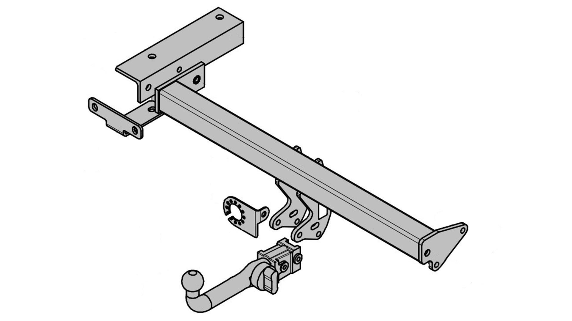 Detachable swan neck towbar