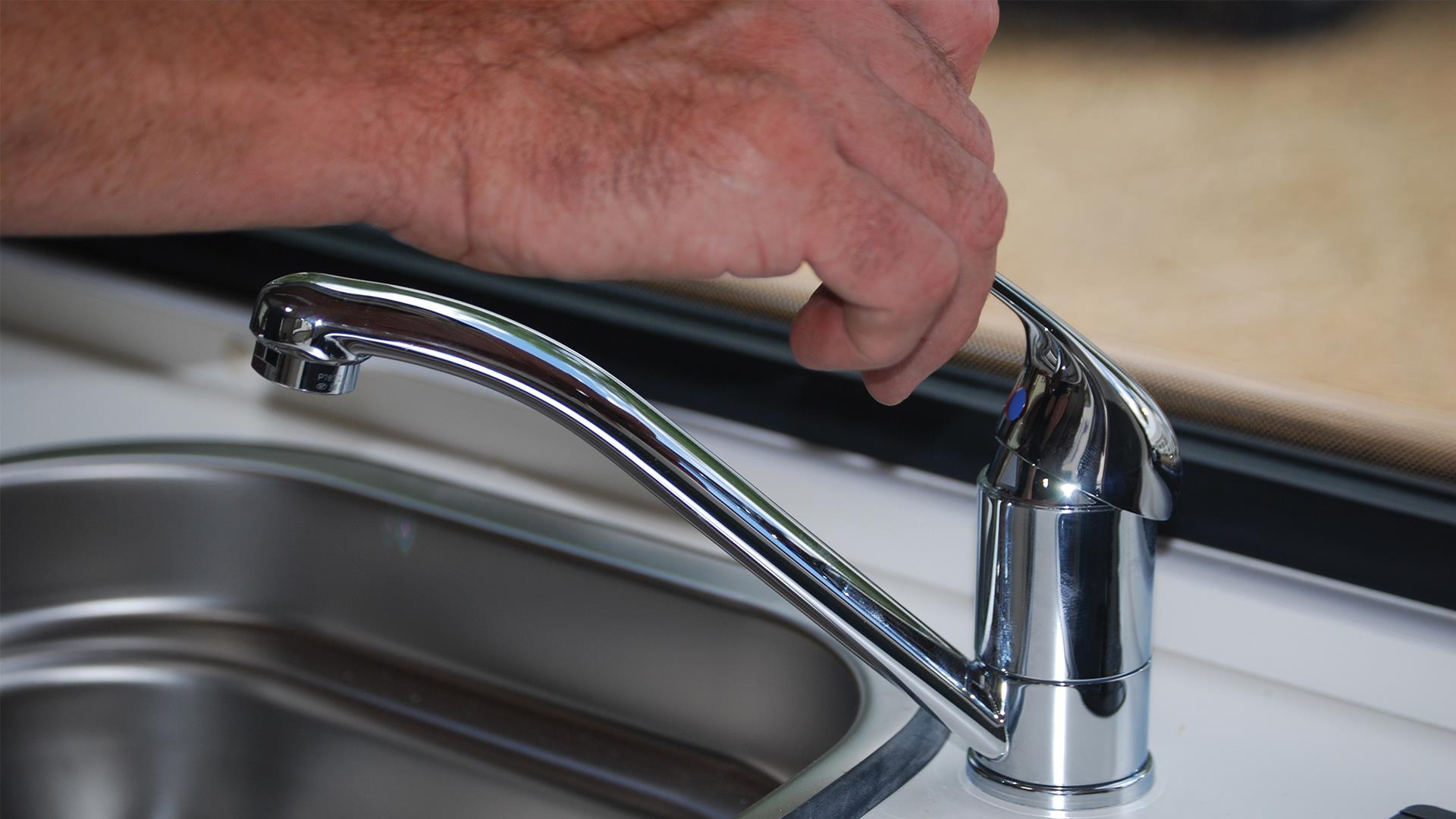 Open taps in caravan