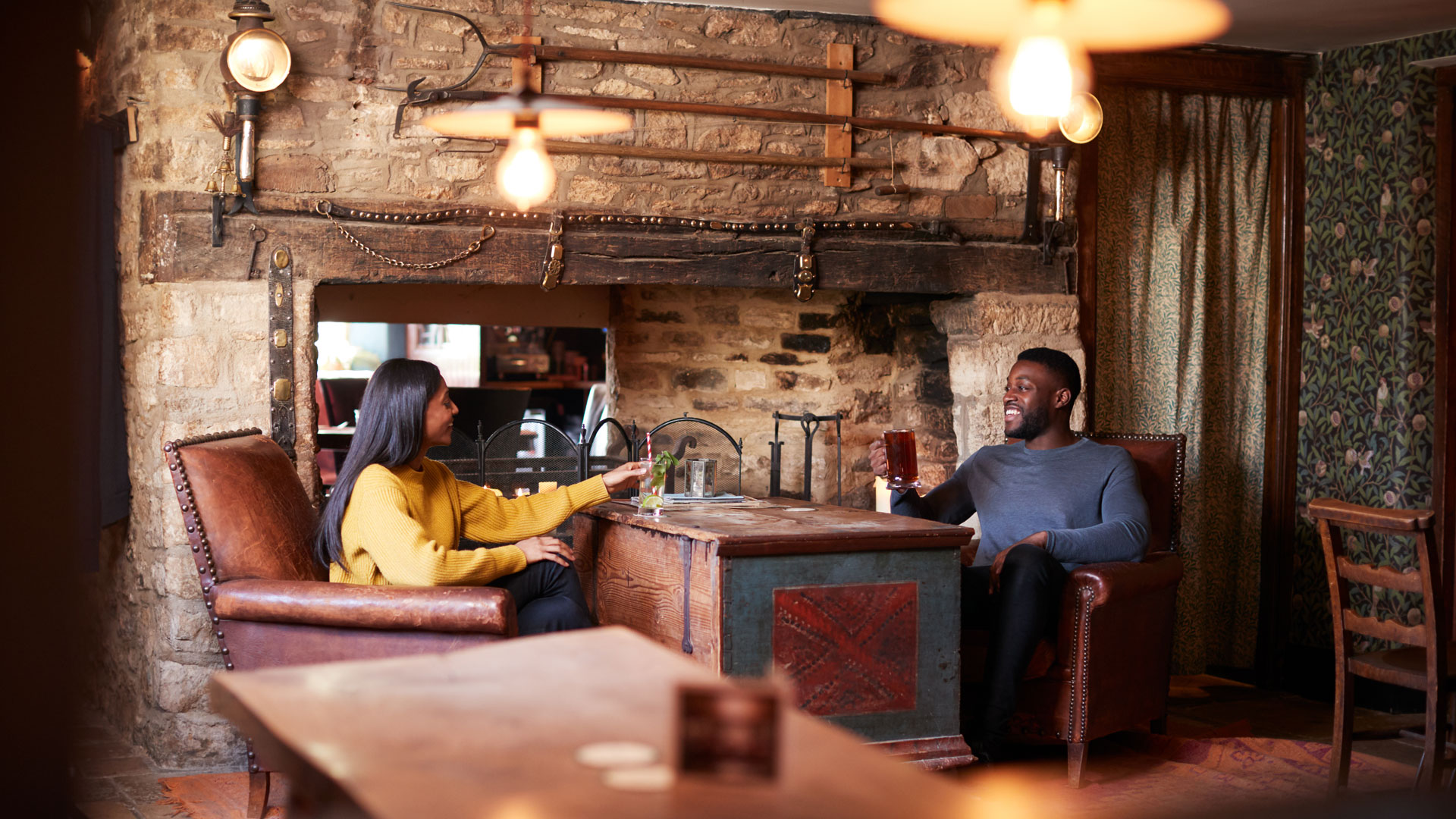 Couple in a pub in the Lake District