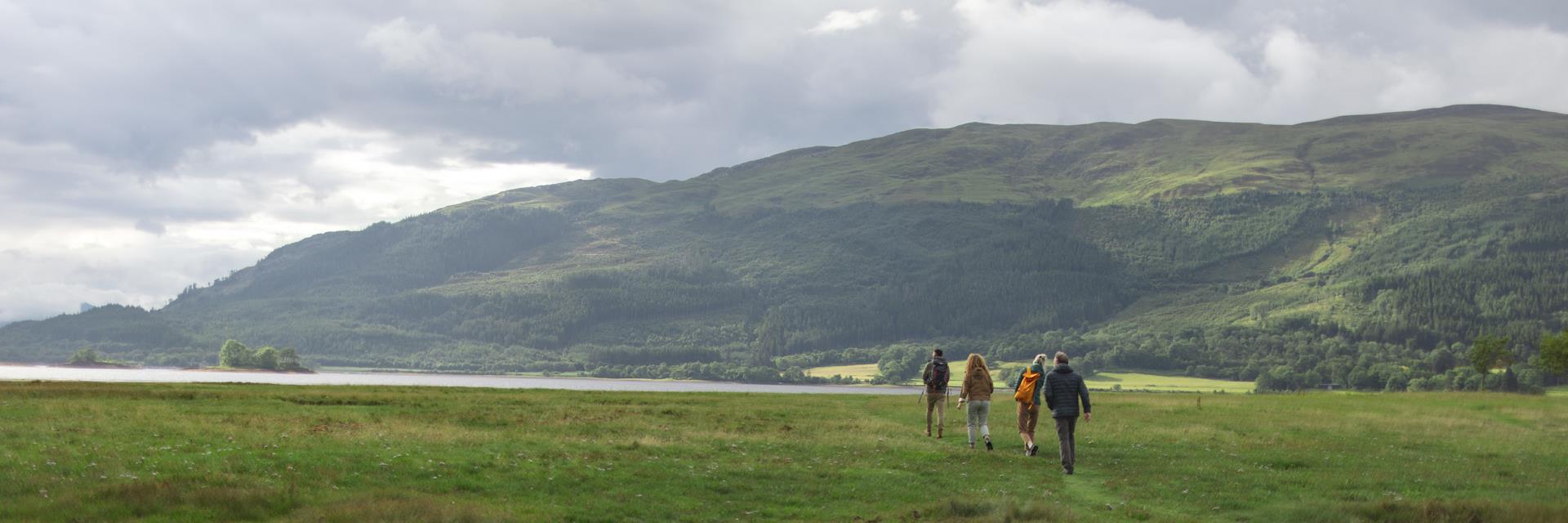 People walking in field