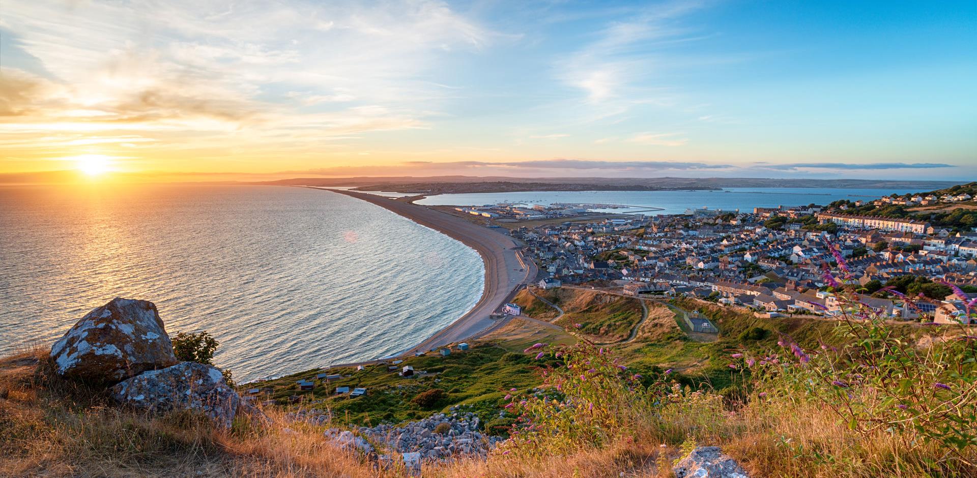 Sunset over Weymouth Beach in Dorset